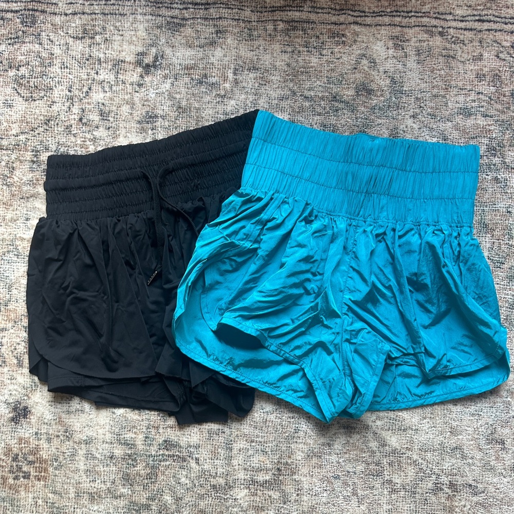Free People Black and Blue Athletic Shorts